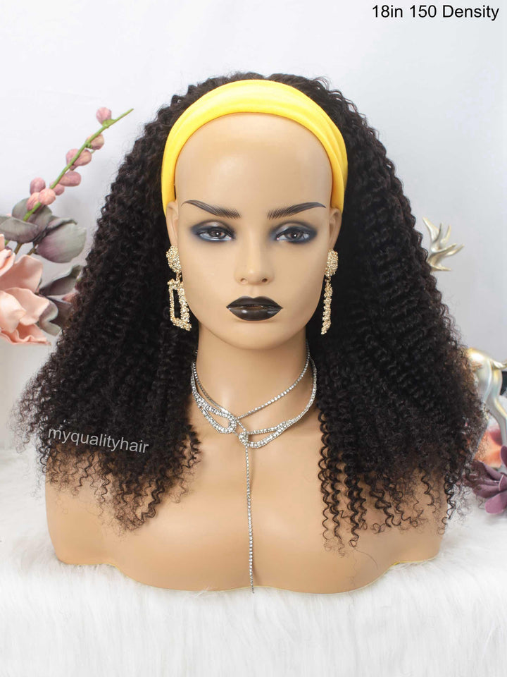 Kinky Curly(3C-4A) Beginner Friendly Headband Wig Virgin Human Hair Wigs [HW10] - myqualityhair