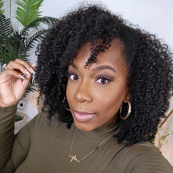 Kinky Curly(3C-4A) Glueless U Part Wig Indian Virgin Human Hair US Stock Same Day Free Shipping  Special Sale - myqualityhair