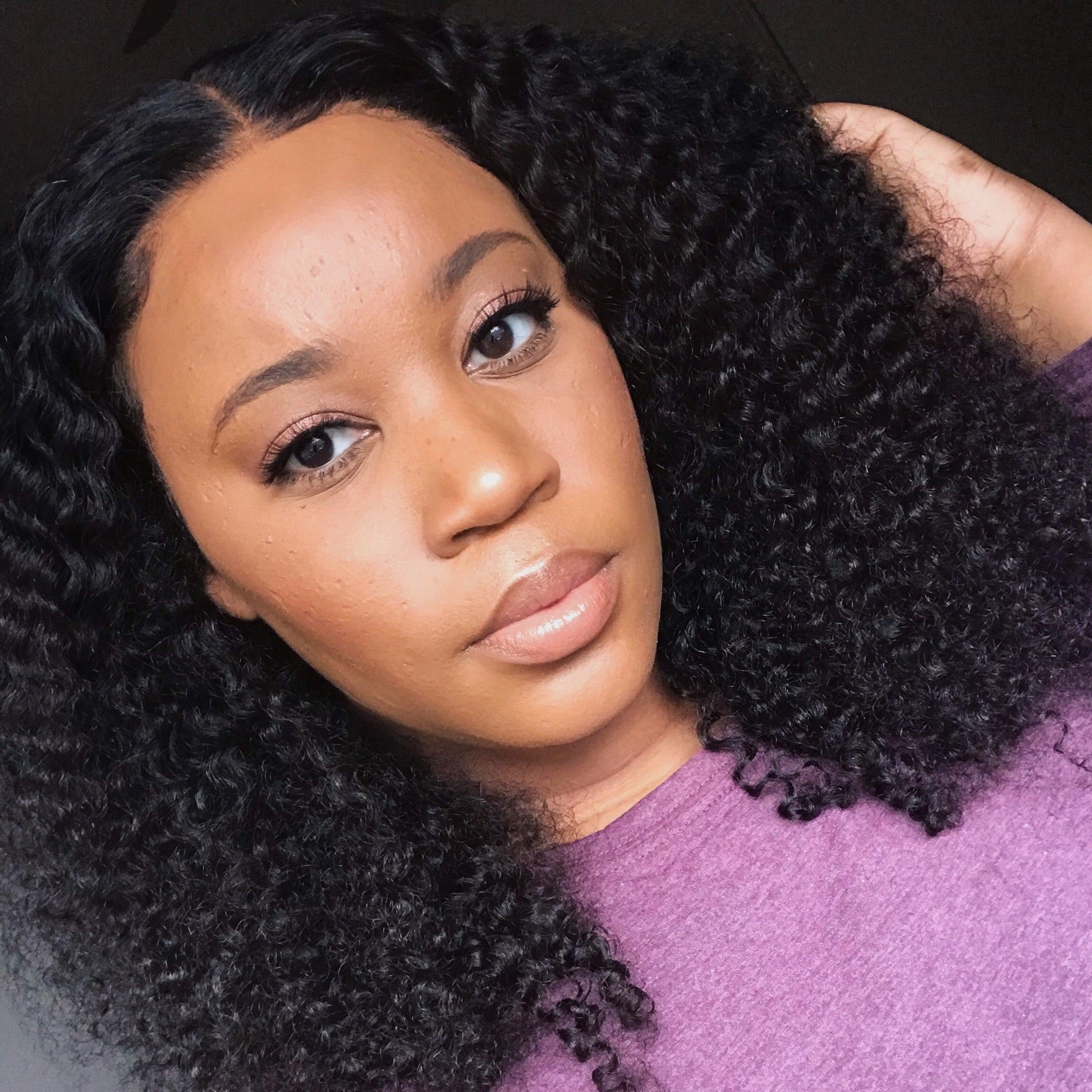 Kinky Curly Glueless 360 Lace Frontal Wig Pre Plucked Indian