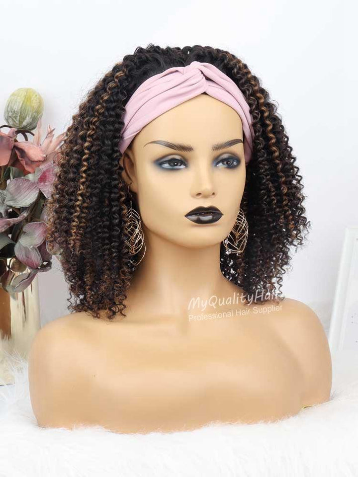 Kinky Curly With Highlight Headband Wigs Human Virgin Hair [HW45] - myqualityhair