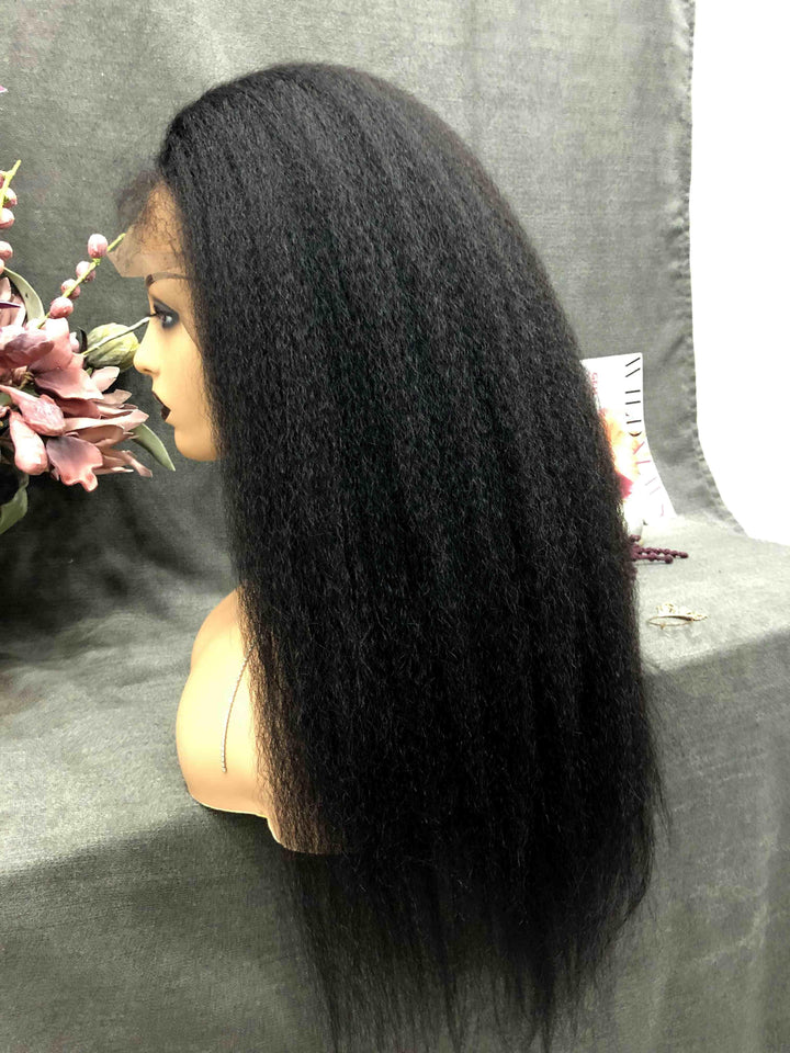 Kinky Straight 13X4 Glueless Lace Front Wigs Indian Virgin Hair [B68] - myqualityhair