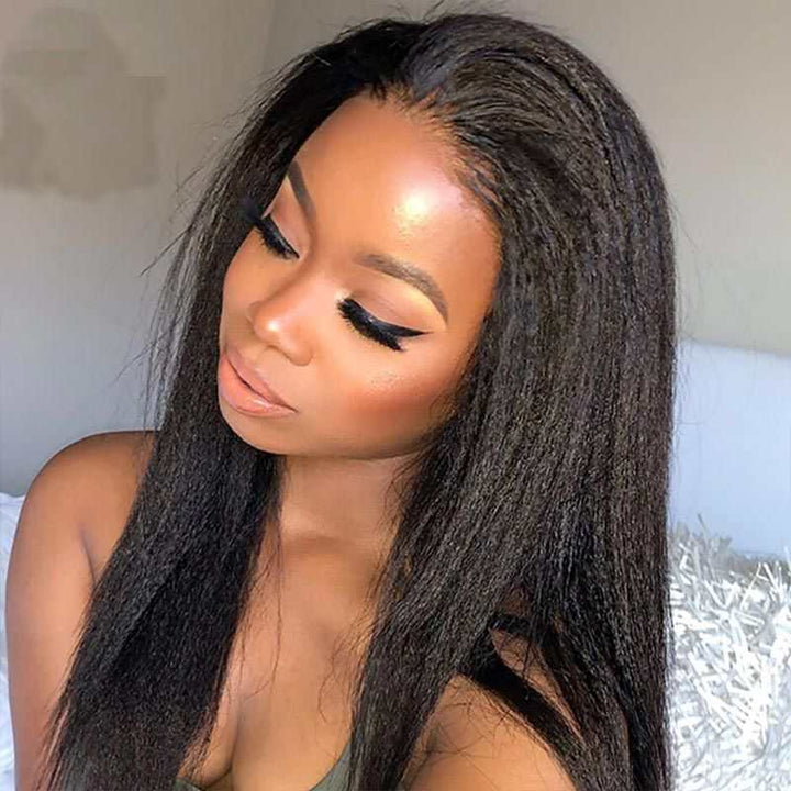 Kinky Straight African American Glueless 360 Lace Wig Pre-Plucked [ILW06] - myqualityhair