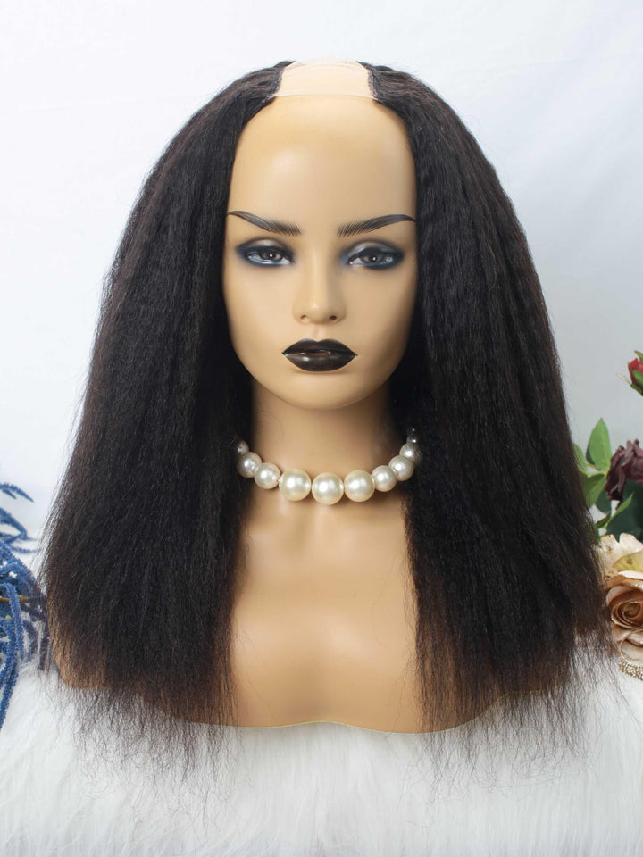 Kinky Straight Glueless U Part Wig Indian Virgin Human Hair [UP03] - myqualityhair