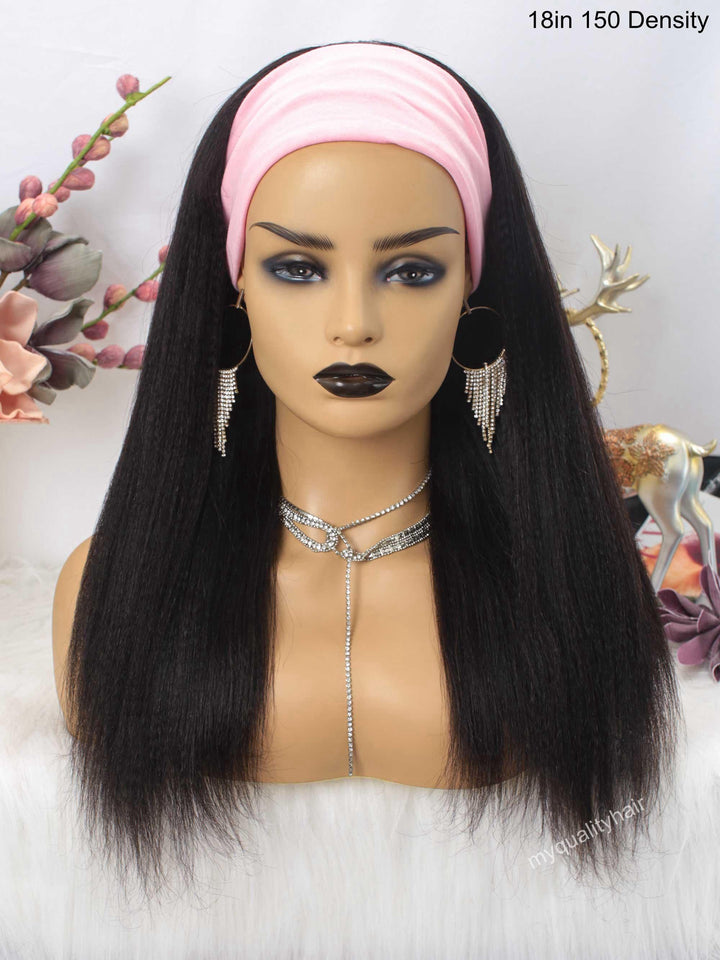 Light Yaki Beginner Friendly Headband Wig Virgin Human Hair Wigs [HW12] - myqualityhair