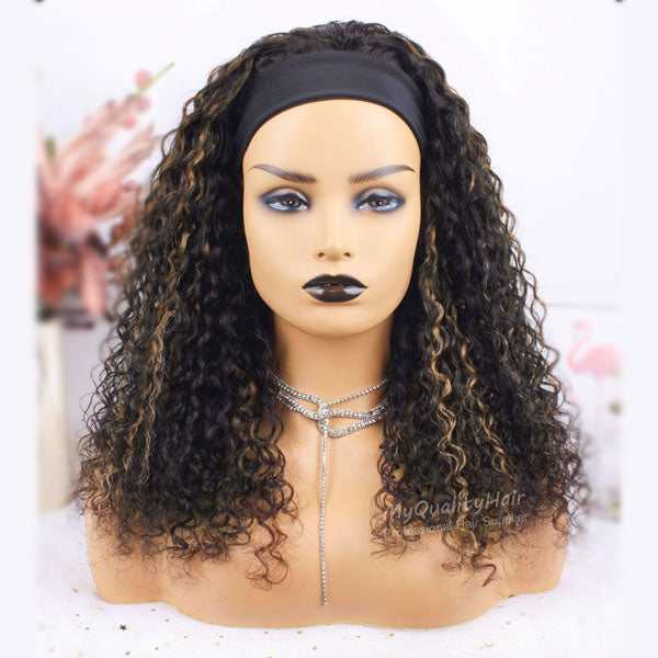 Chloe Mixed Dip Color #4 #27 Curly Headband Wigs Human Virgin Hair Special Sale