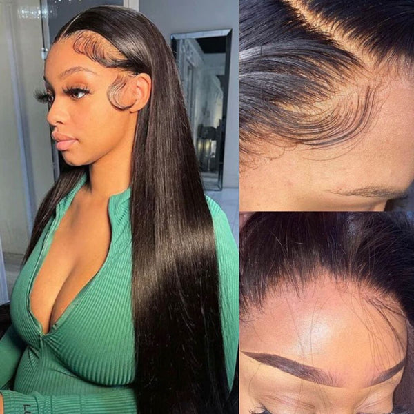 Upgraded!Clear Lace Clean Hairline Silky Straight 13X6 Undetectable Skin Melt HD Lace Front Wig US Stock Special Sale