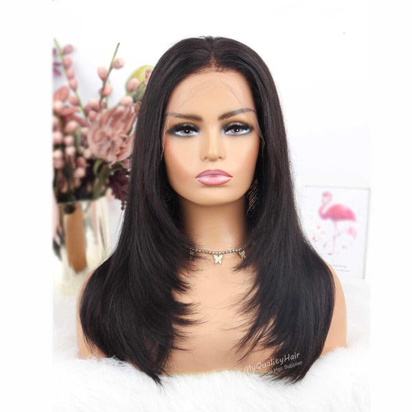 New Design-Face Framing Layers Glueless 13X6 Lace Front Human Hair Wigs [LW33] - myqualityhair