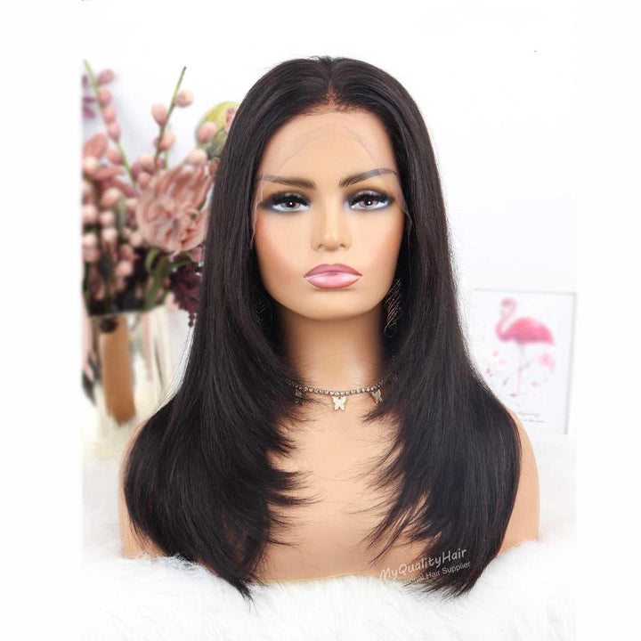 New Design-Face Framing Layers Glueless 13X6 Lace Front Human Hair Wigs [LW33] - myqualityhair