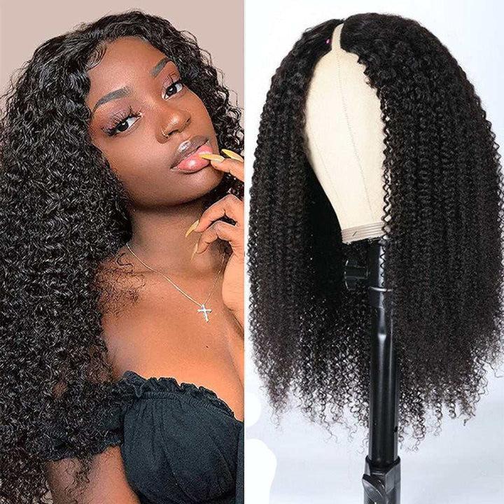 No Leave Out No Lace No Gel Afro Curly(4B-4C) V Part Wig US Stock Same Day Free Shipping Special Sale - myqualityhair