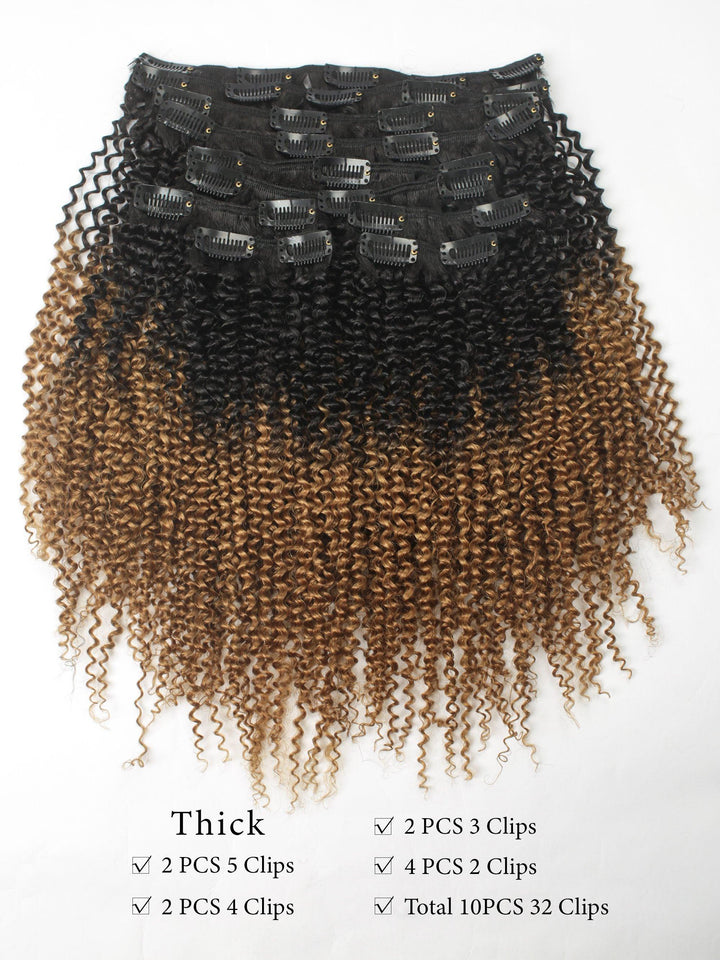 Ombre 1B/27 Afro Curly Clip Ins Virgin Human Hair [CI05] - myqualityhair