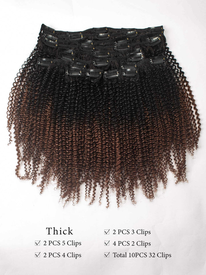 Ombre 1B/30 Afro Curly Clip Ins Virgin Human Hair [CI06] - myqualityhair