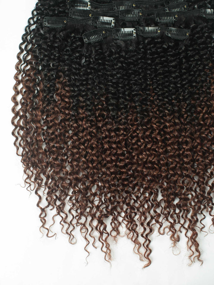 Ombre 1B/30 Kinky Curly Clip Ins Virgin Human Hair [CI08] - myqualityhair