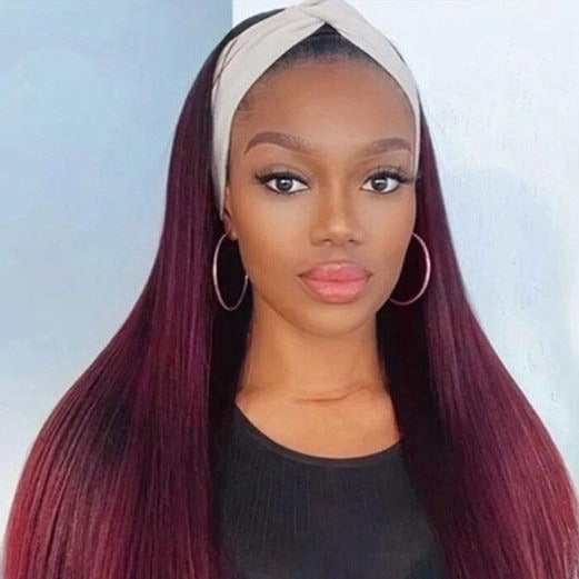 Ombre #1B/99J Headband Wig Virgin Human Hair Wigs US Stock Same Day Free Shipping  Special Sale - myqualityhair
