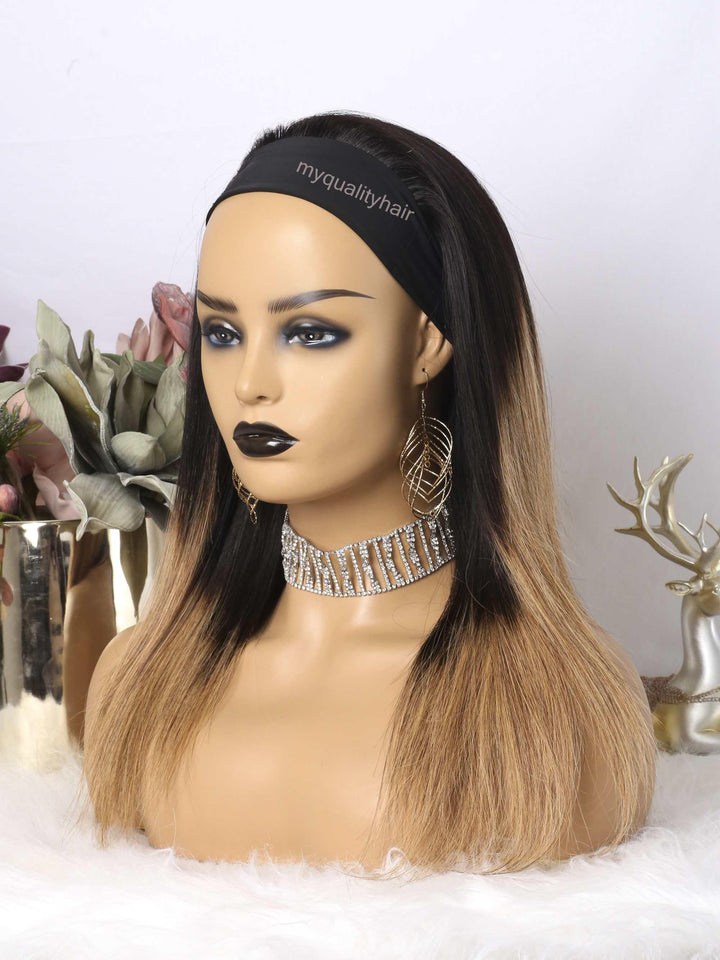 Ombre Straight #1B/27 Headband Wig Virgin Human Hair Wigs [HW22] - myqualityhair