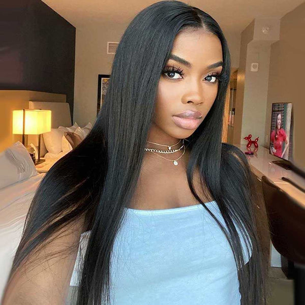 Pre-Plucked Light Yaki Glueless 360 Lace Frontal Wigs Indian Virgin Hair [ILW03] - myqualityhair