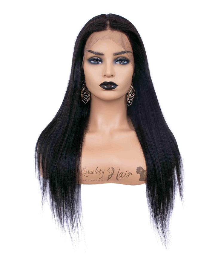 Pre-Plucked Light Yaki Glueless 360 Lace Frontal Wigs Indian Virgin Hair [ILW03] - myqualityhair