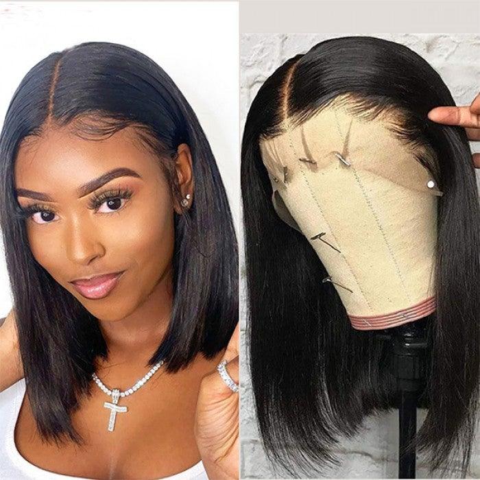 Silky Straight Bob 13X4 Glueless Lace Front Human Hair Wigs Indian Virgin Hair [B67] - myqualityhair