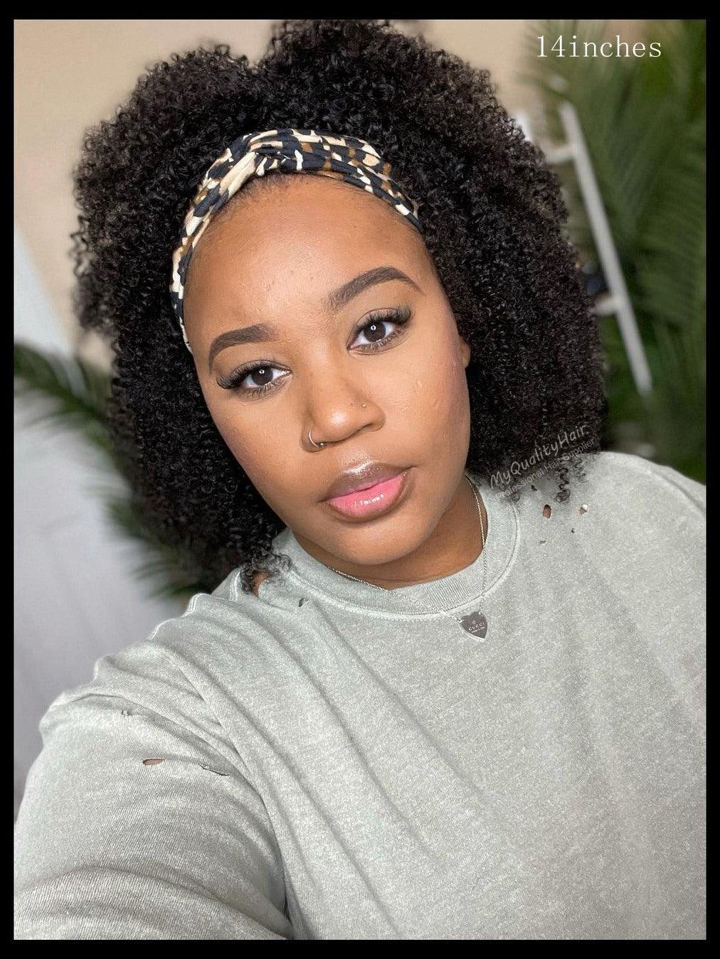 Tight Afro Headband Wig Virgin Human Hair Wigs HW18