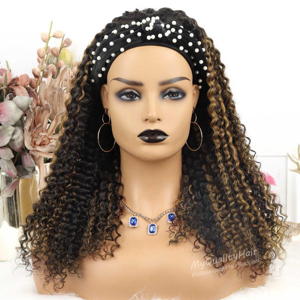 Tight Curly Mixed #30 Color Headband Wigs Human Virgin Hair [HW46] - myqualityhair