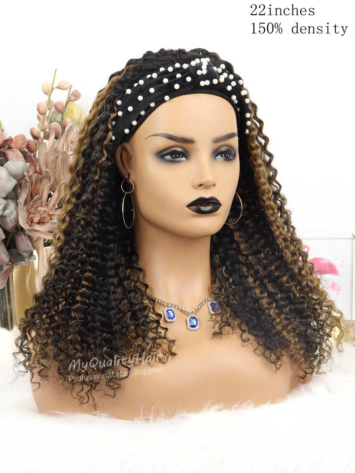 Tight Curly Mixed #30 Color Headband Wigs Human Virgin Hair [HW46] - myqualityhair