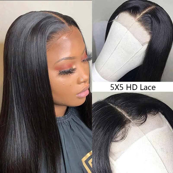 Undetectable HD 5x5 Glueless Lace Closure Wig Skin Melt Wig Silky Straight [HC01] - myqualityhair