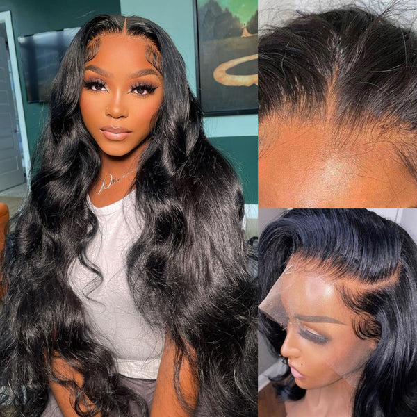 Upgraded!Clear Lace Clean Hairline Body Wave 13X6 Undetectable Skin Melt HD Lace Front Wig [HD02]