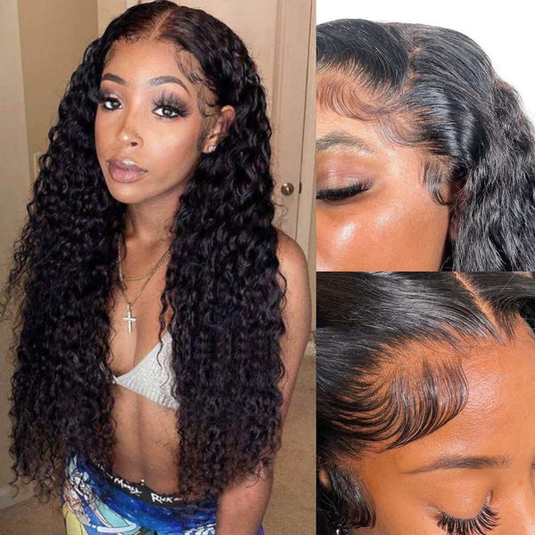 Upgraded!Clear Lace Clean Hairline Deep Wave 13X6 Undetectable Skin Melt HD Lace Front Wig [HD10] - myqualityhair