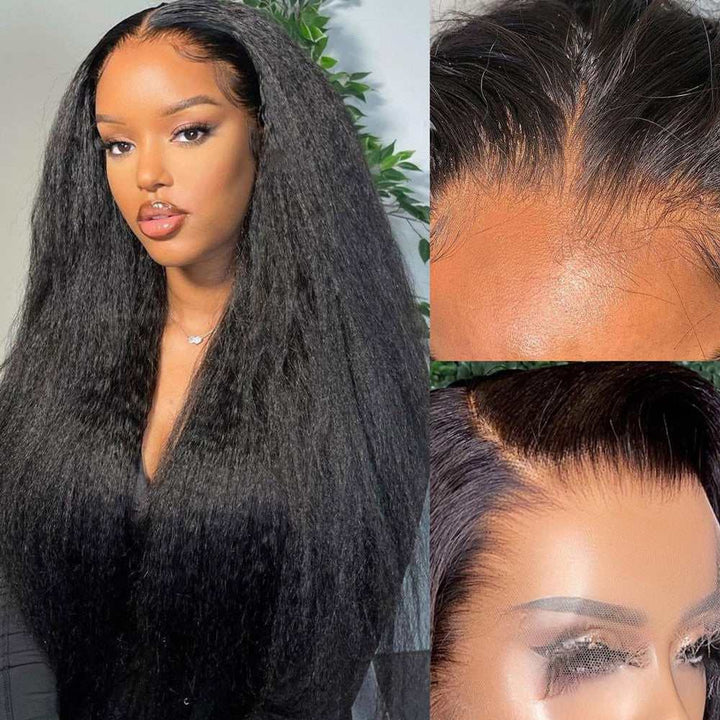 Upgraded!Clear Lace Clean Hairline Kinky Straight 13X6 Undetectable Skin Melt HD Lace Front Wig [HD08] - myqualityhair