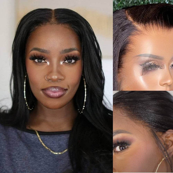 Upgraded!Clear Lace Clean Hairline Light Yaki 13X6 Undetectable Skin Melt HD Lace Front Wig [HD06] - myqualityhair