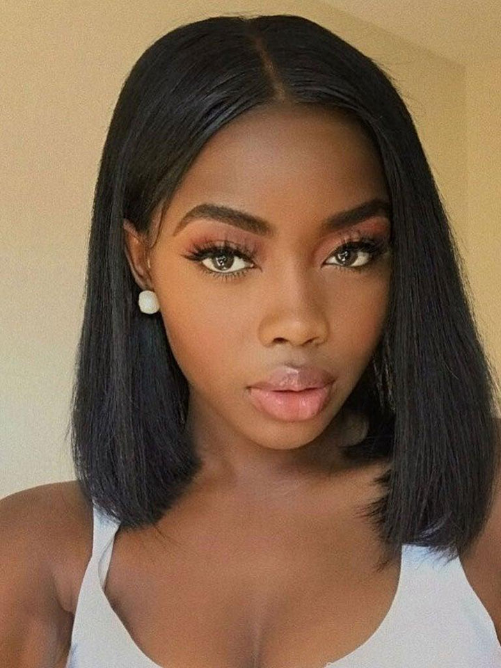 Upgraded!Clear Lace Clean Hairline Light Yaki Blunt Cut Bob 13X6 Undetectable Skin Melt HD Lace Front Wig [HD05] - myqualityhair