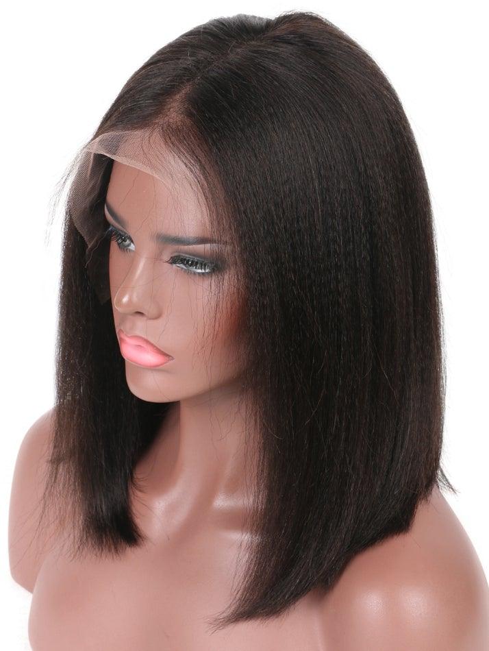 Upgraded!Clear Lace Clean Hairline Light Yaki Blunt Cut Bob 13X6 Undetectable Skin Melt HD Lace Front Wig [HD05] - myqualityhair