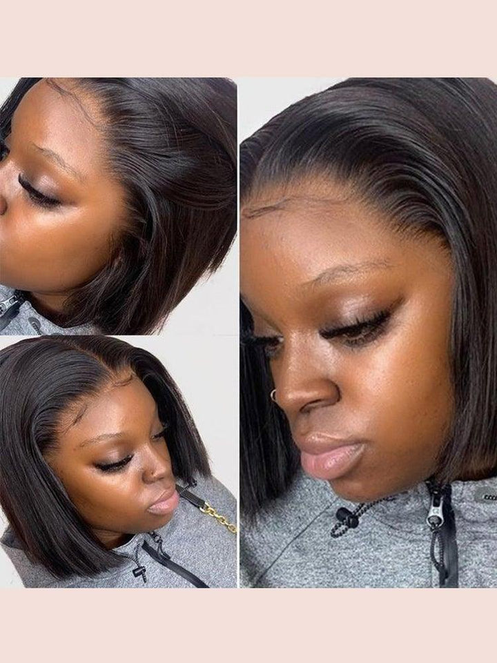 Upgraded!Clear Lace Clean Hairline Light Yaki Blunt Cut Bob 13X6 Undetectable Skin Melt HD Lace Front Wig [HD05] - myqualityhair