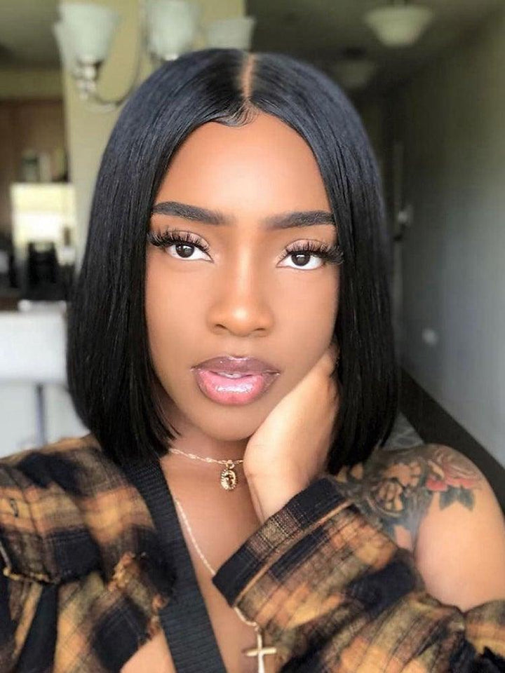 Upgraded!Clear Lace Clean Hairline Silky Straight Bob 13X6 Undetectable Skin Melt HD Lace Front Wig [HD03] - myqualityhair