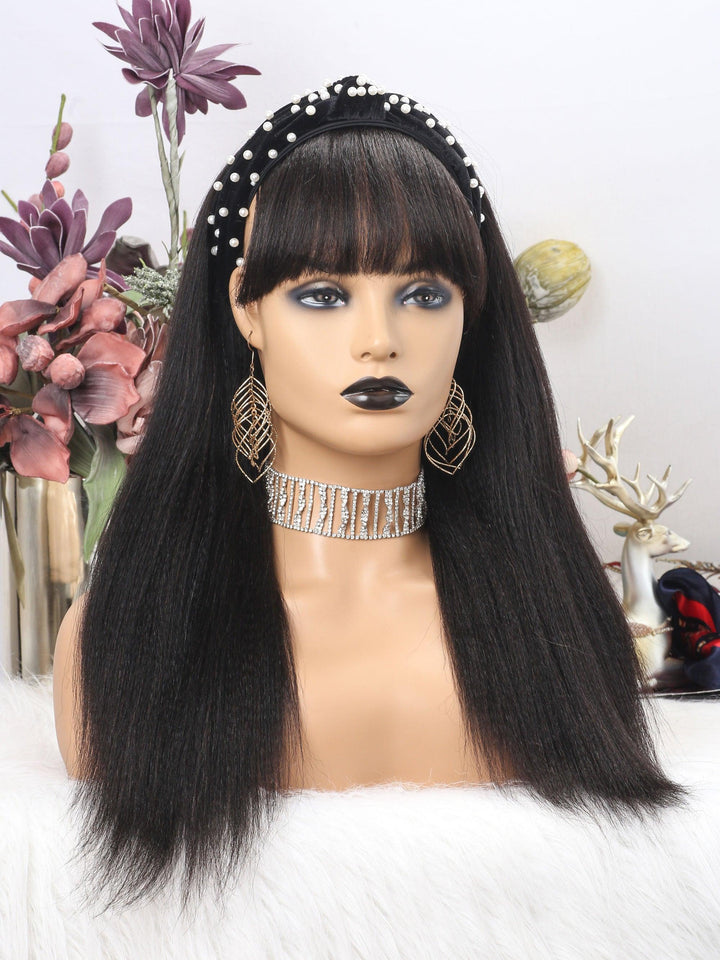 Yaki Headband Wigs Human Hair for Women Perruque Bandeau Cheveux Hu